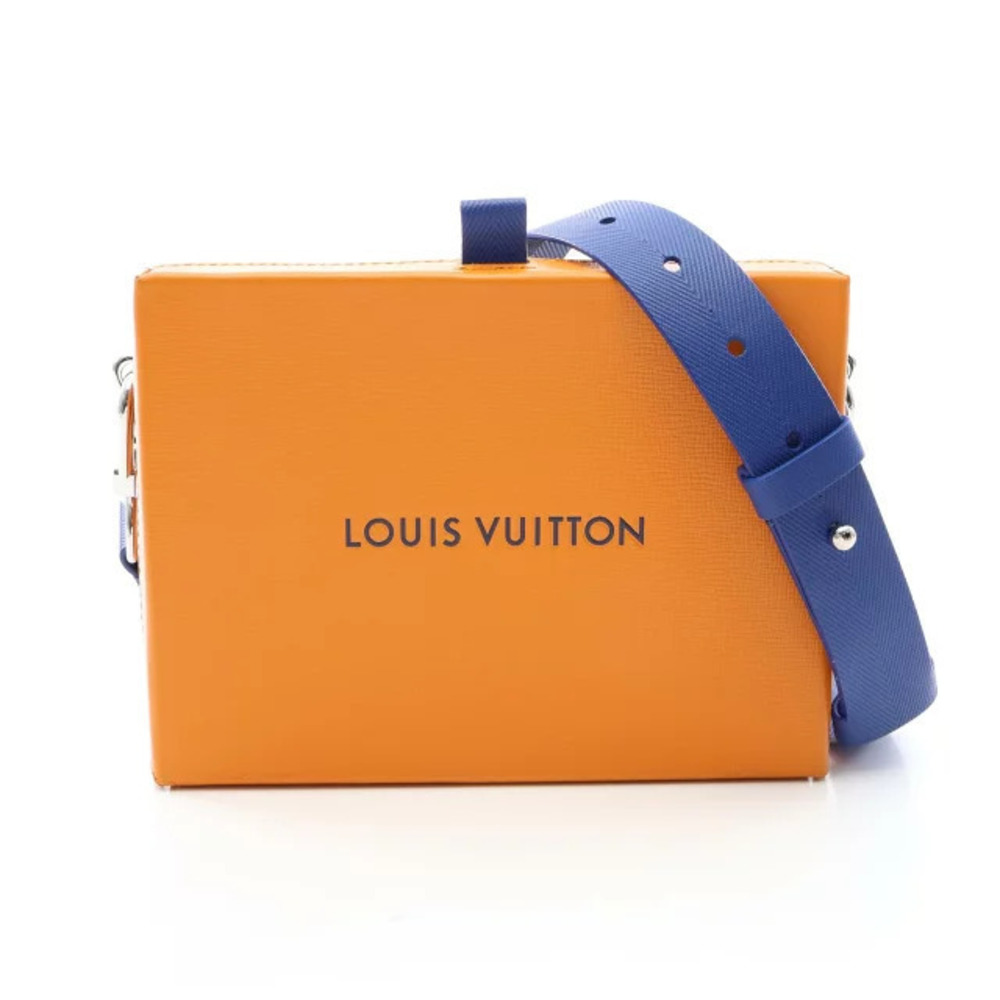 Louis Vuitton Shopper Clutch Saffron Shoulder Bag Leather Orange Blue